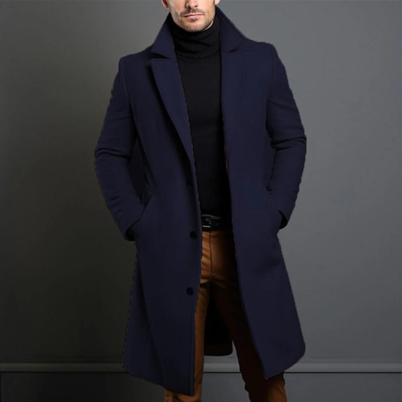 Erros Herren langer Mantel Slim Fit – Eleganter Mantel mit drei Knöpfen und breitem Revers