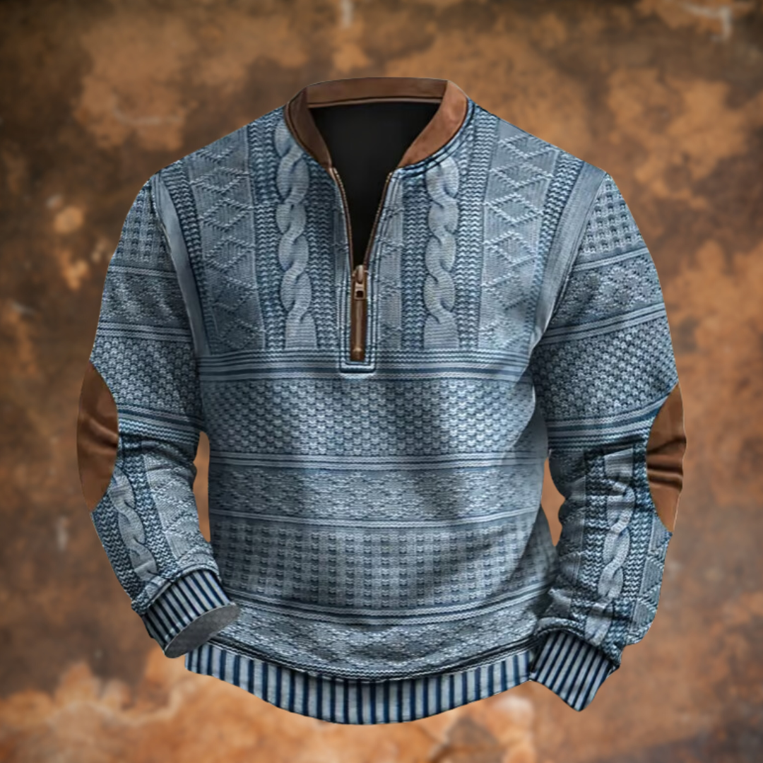 Matteo pánsky pletený sveter na zips – teplá zmes bavlny, regular fit, bežný a smart-casual štýl