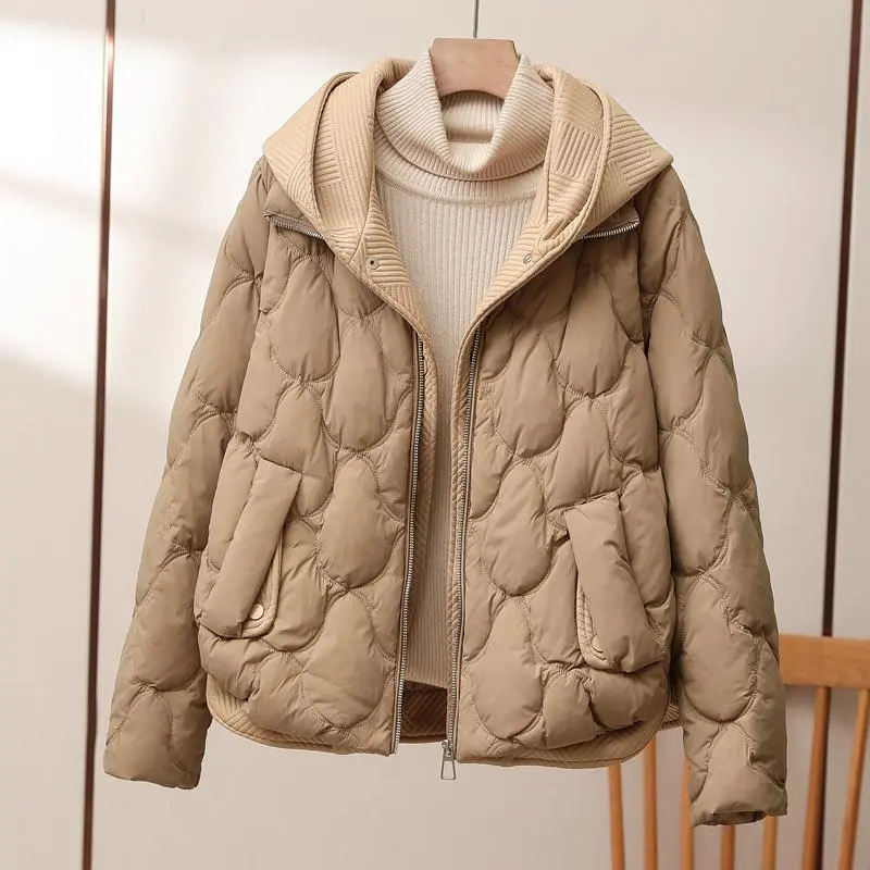 Oline Short Puffer Jacket for Women – Elegant Quilted Coat with Hood & Zipper Closure