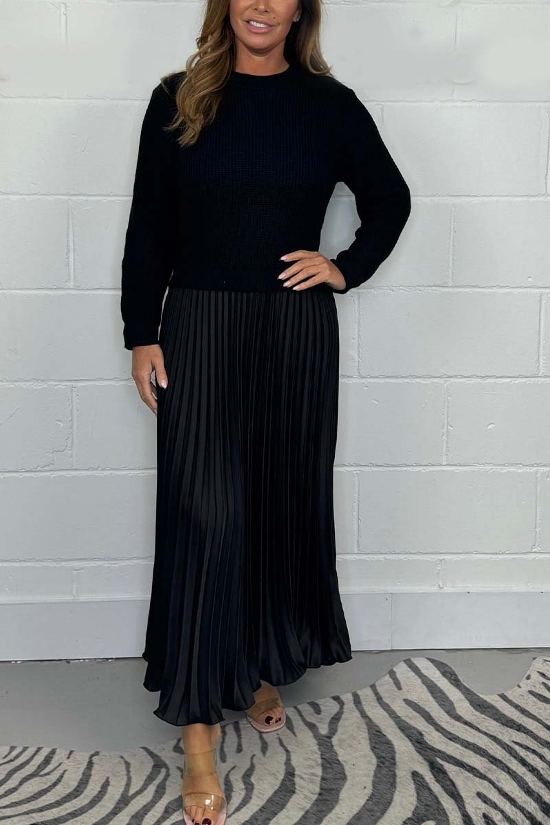 Rochie Elianna de toamnă pentru femei – tricot moale și cald cu tiv plisat și croială elegantă și confortabilă
