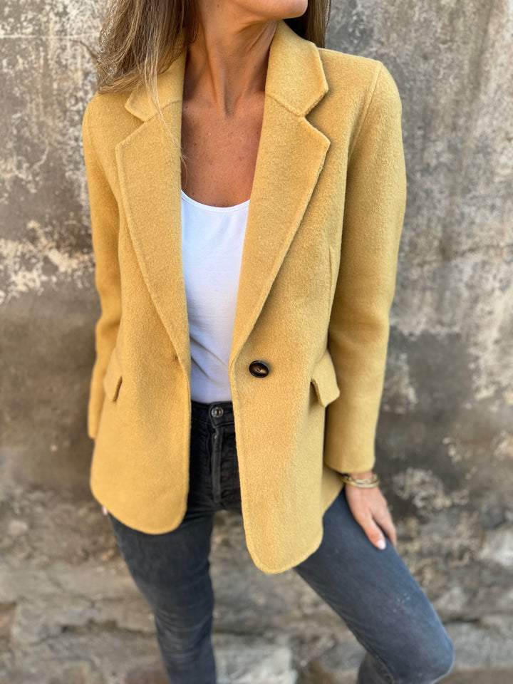 Haggai Blazer Mulher Elegante – Casaco Clássico em Lã Misturada Suave e Versátil