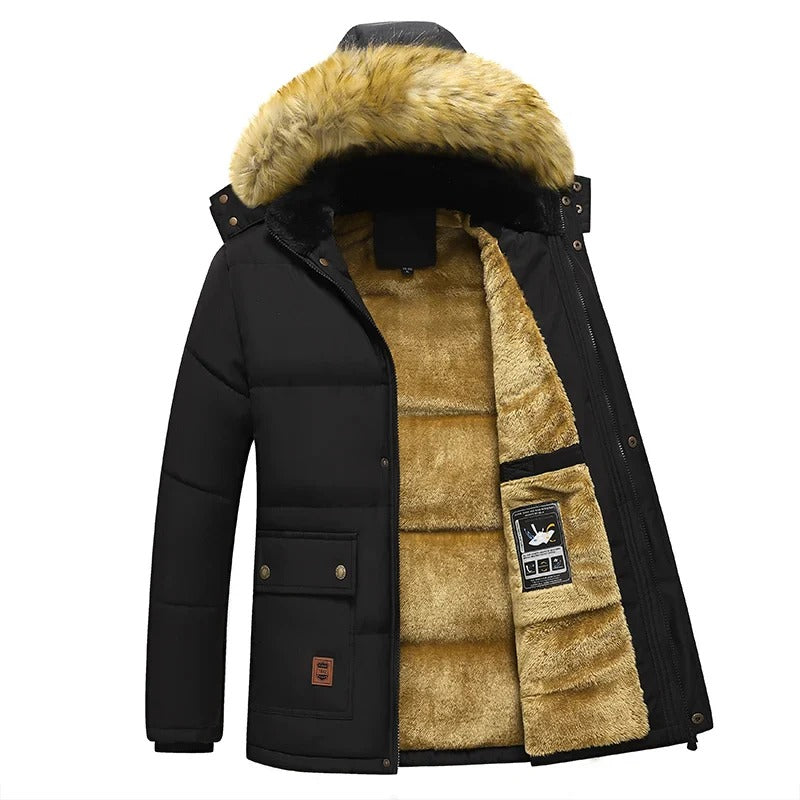 Amos Parka d’Hiver Homme – Manteau Rembourré avec Col en Fourrure et Coupe Confortable