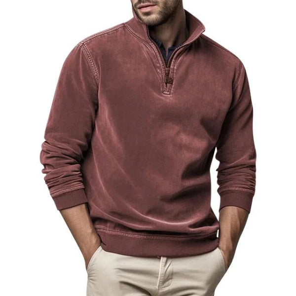 Luka Pull Polaire Herre med Kvart Lynlås – Varm Sweatshirt Regular Fit Casual Efterår & Vinter