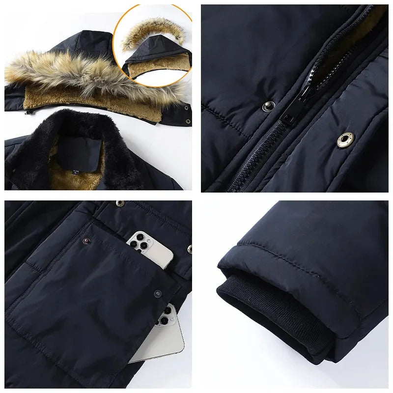 Amos Parka d’Hiver Homme – Manteau Rembourré avec Col en Fourrure et Coupe Confortable