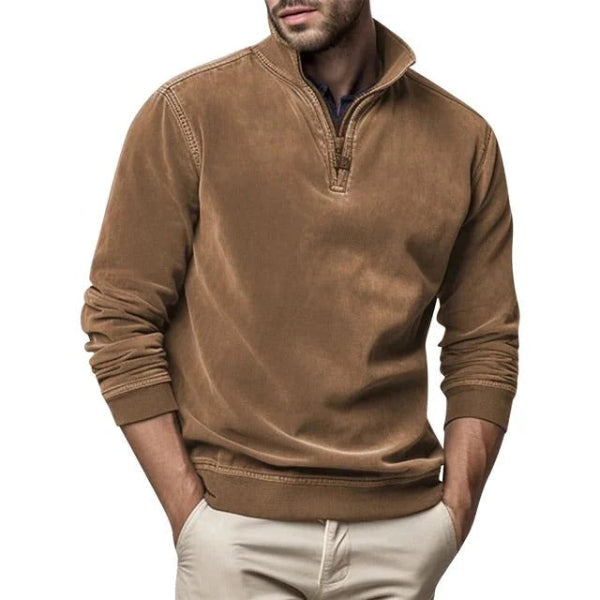 Luka Pull Polaire Herre med Kvart Lynlås – Varm Sweatshirt Regular Fit Casual Efterår & Vinter