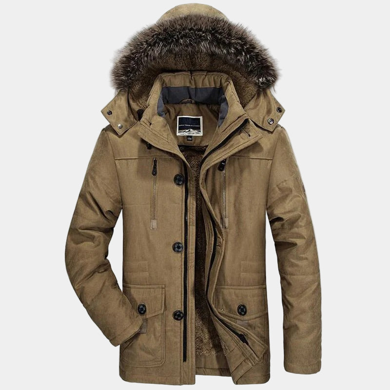 Jior Parka d’Hiver Homme – Manteau Chaud Coupe Ample avec Col en Fourrure et Style Parka
