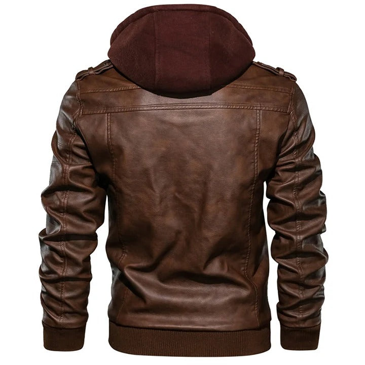 Filipo Veste en Cuir Homme avec Capuche – Blouson Moderne Coupe Normale au Style Urbain