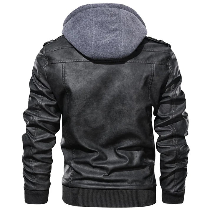 Filipo Veste en Cuir Homme avec Capuche – Blouson Moderne Coupe Normale au Style Urbain