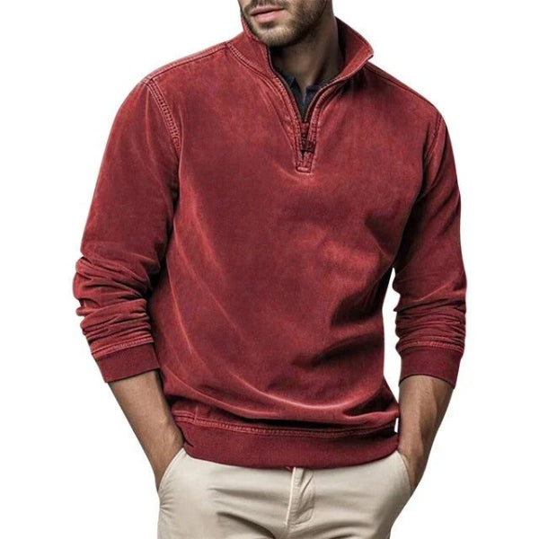 Luka Pull Polaire Herre med Kvart Lynlås – Varm Sweatshirt Regular Fit Casual Efterår & Vinter