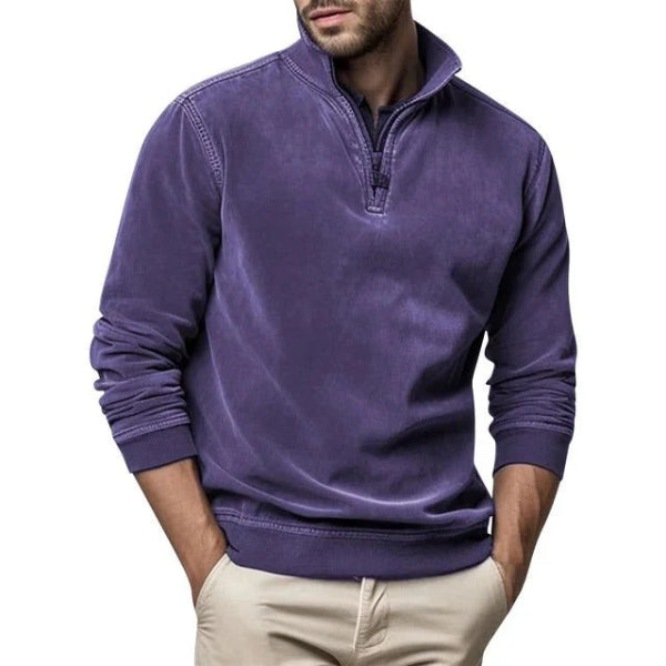Luka Pull Polaire Herre med Kvart Lynlås – Varm Sweatshirt Regular Fit Casual Efterår & Vinter