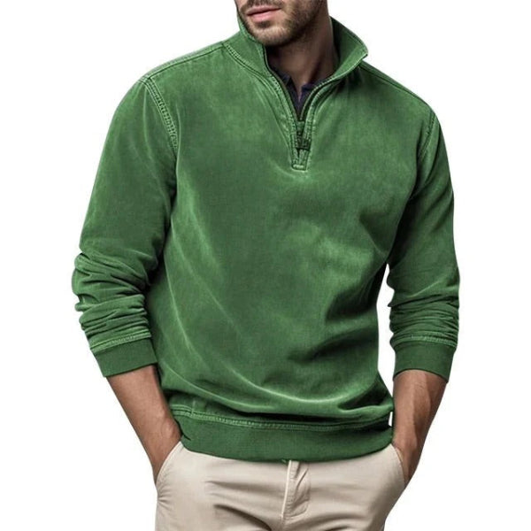 Luka Pull Polaire Herre med Kvart Lynlås – Varm Sweatshirt Regular Fit Casual Efterår & Vinter