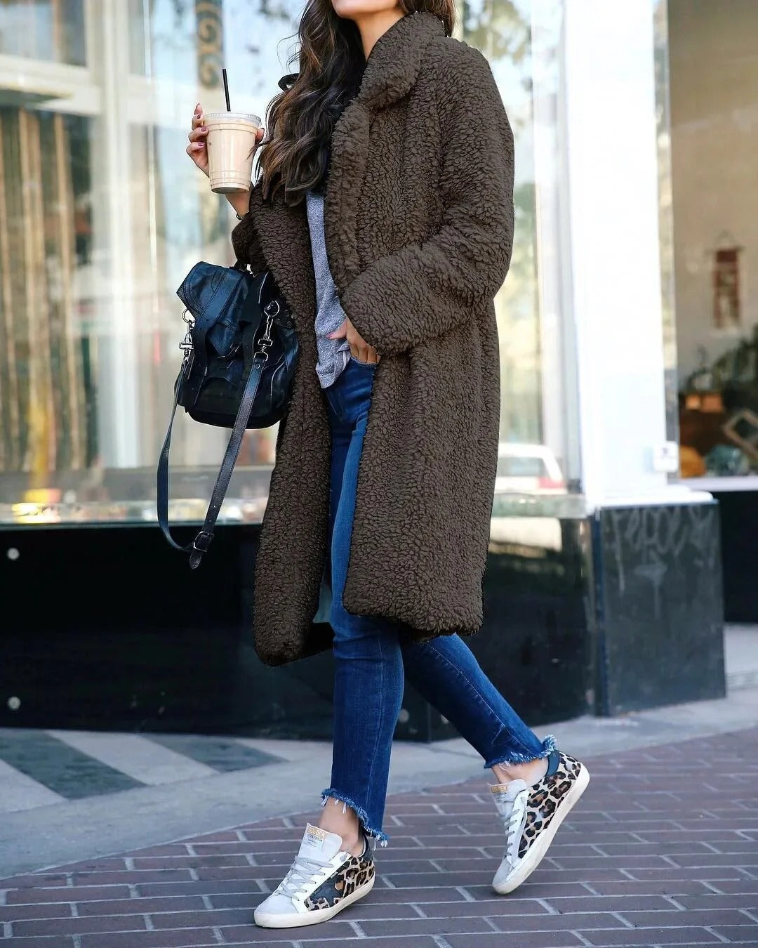 Nevaeh Damen Teddy-Mantel – Oversize und weiche Winterjacke mit kuscheliger Plüschstruktur