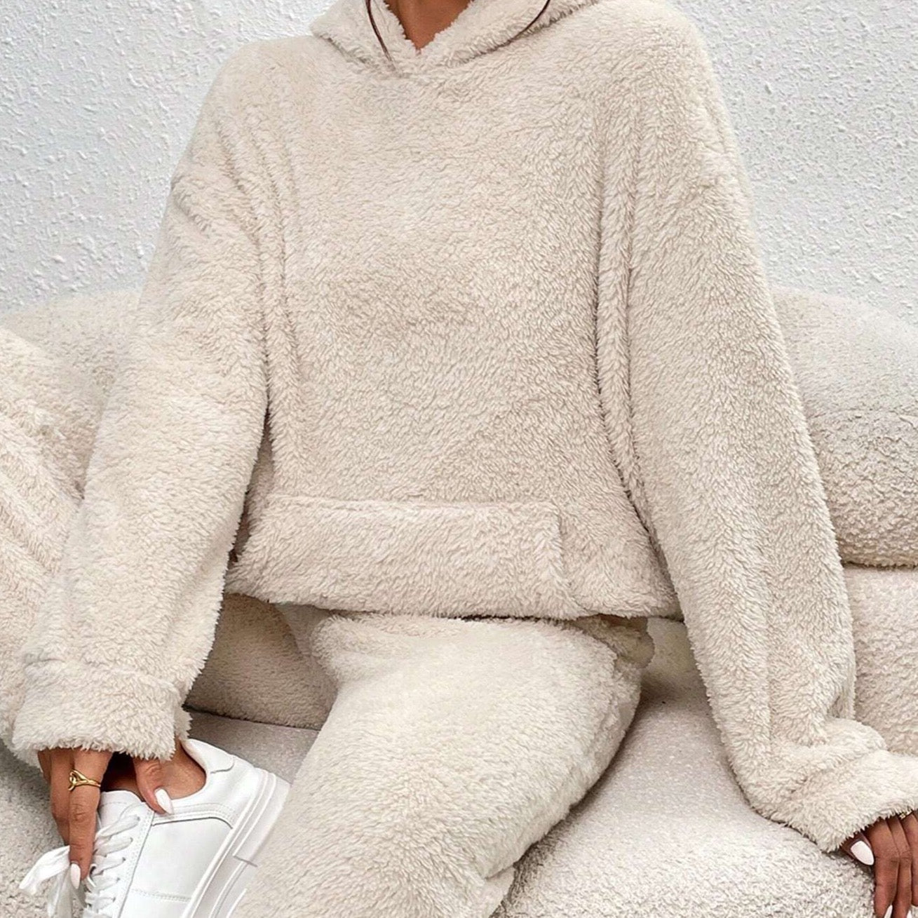 Λούνα Σετ Loungewear Γυναικείο – Μαλακό Teddy Fleece, Φαρδιά Γραμμή & Ζεστή Άνεση
