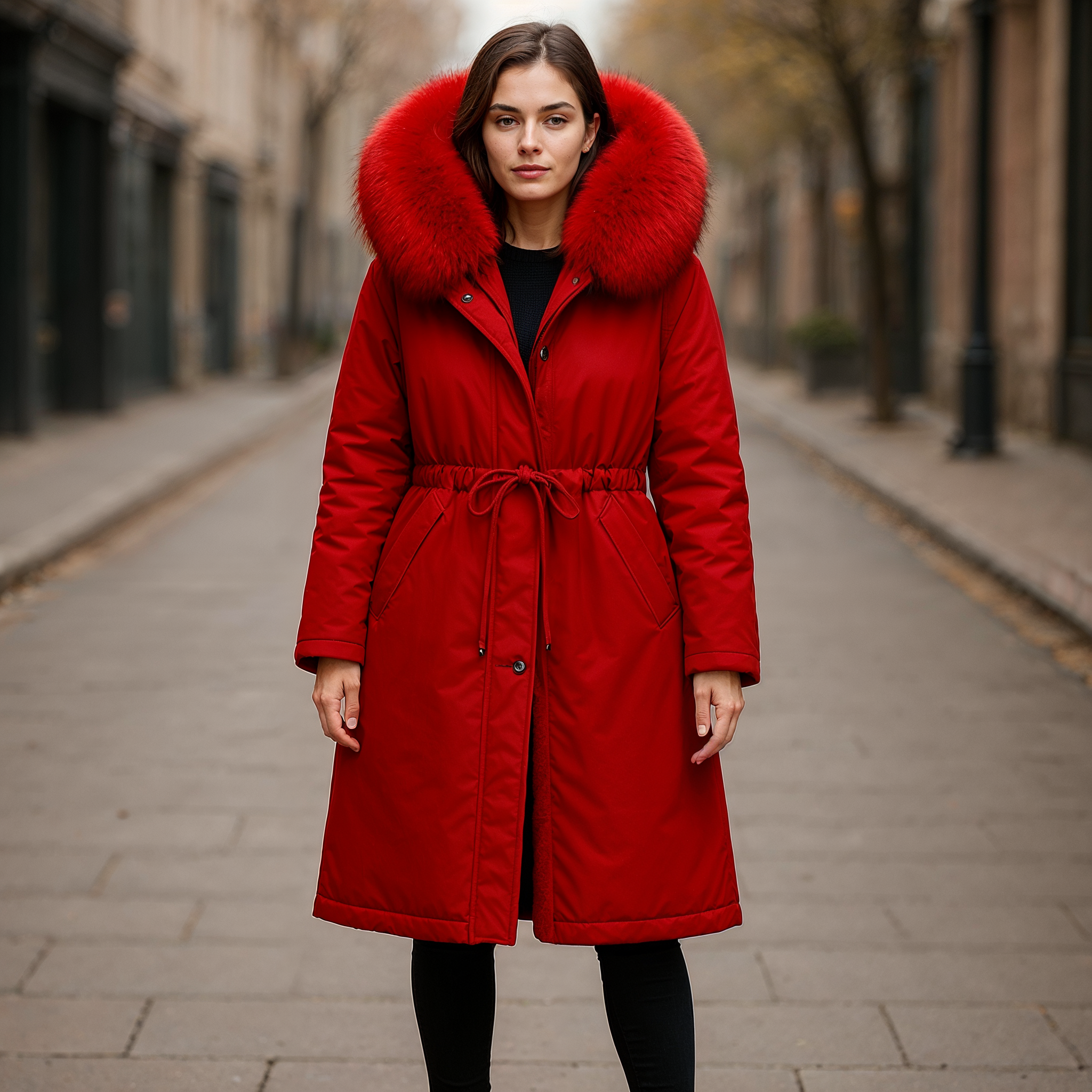 Parka Mulher Lianna para Inverno – Impermeável, Capuz Oversize & Cintura Ajustável
