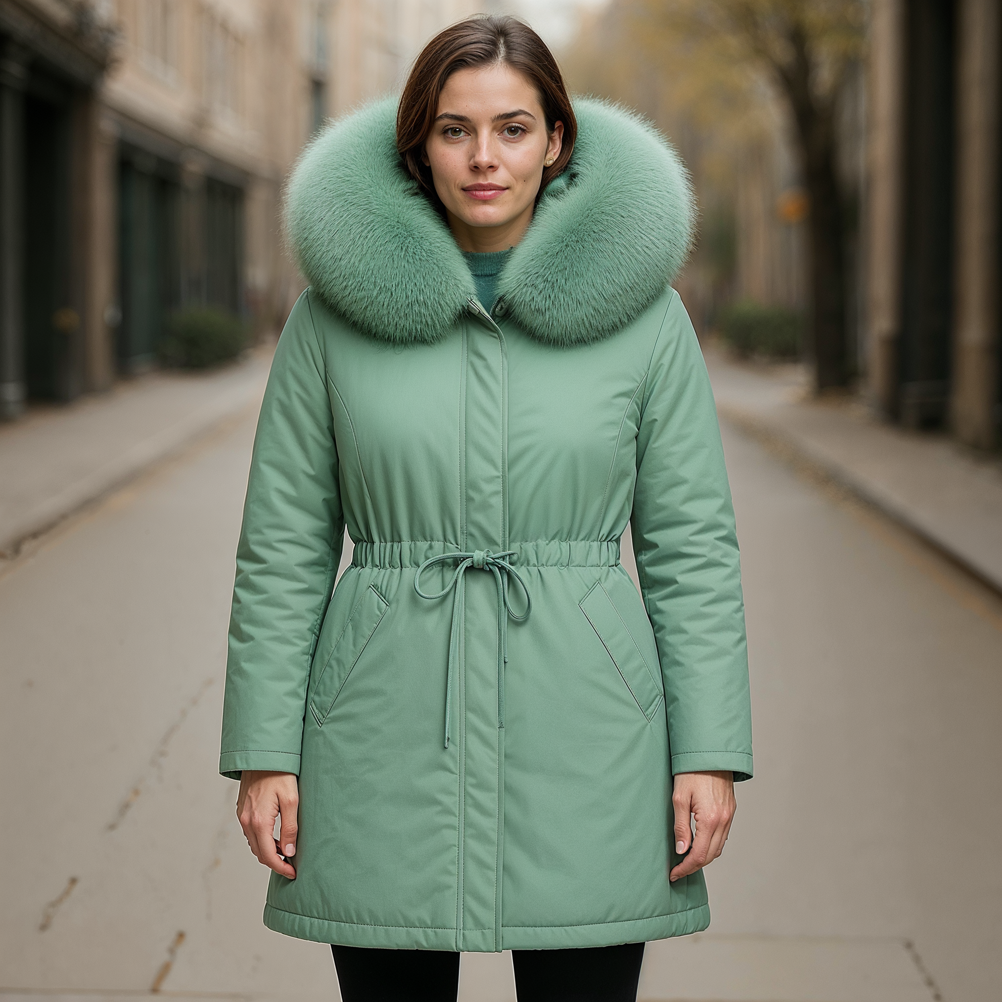 Parka Mulher Lianna para Inverno – Impermeável, Capuz Oversize & Cintura Ajustável
