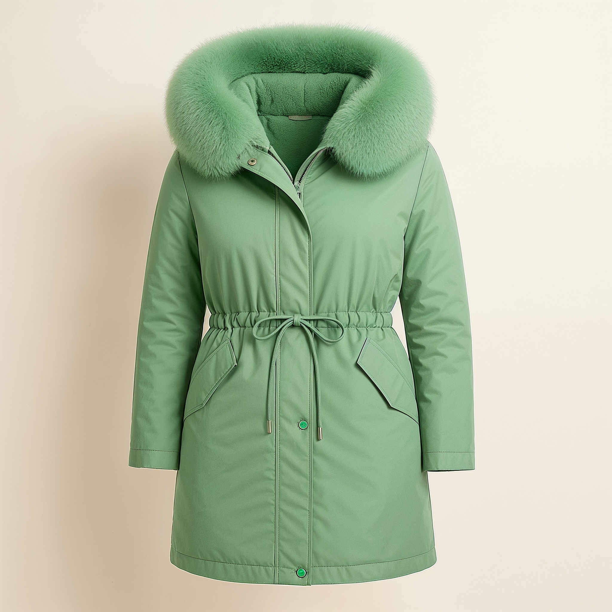 Parka Mulher Lianna para Inverno – Impermeável, Capuz Oversize & Cintura Ajustável