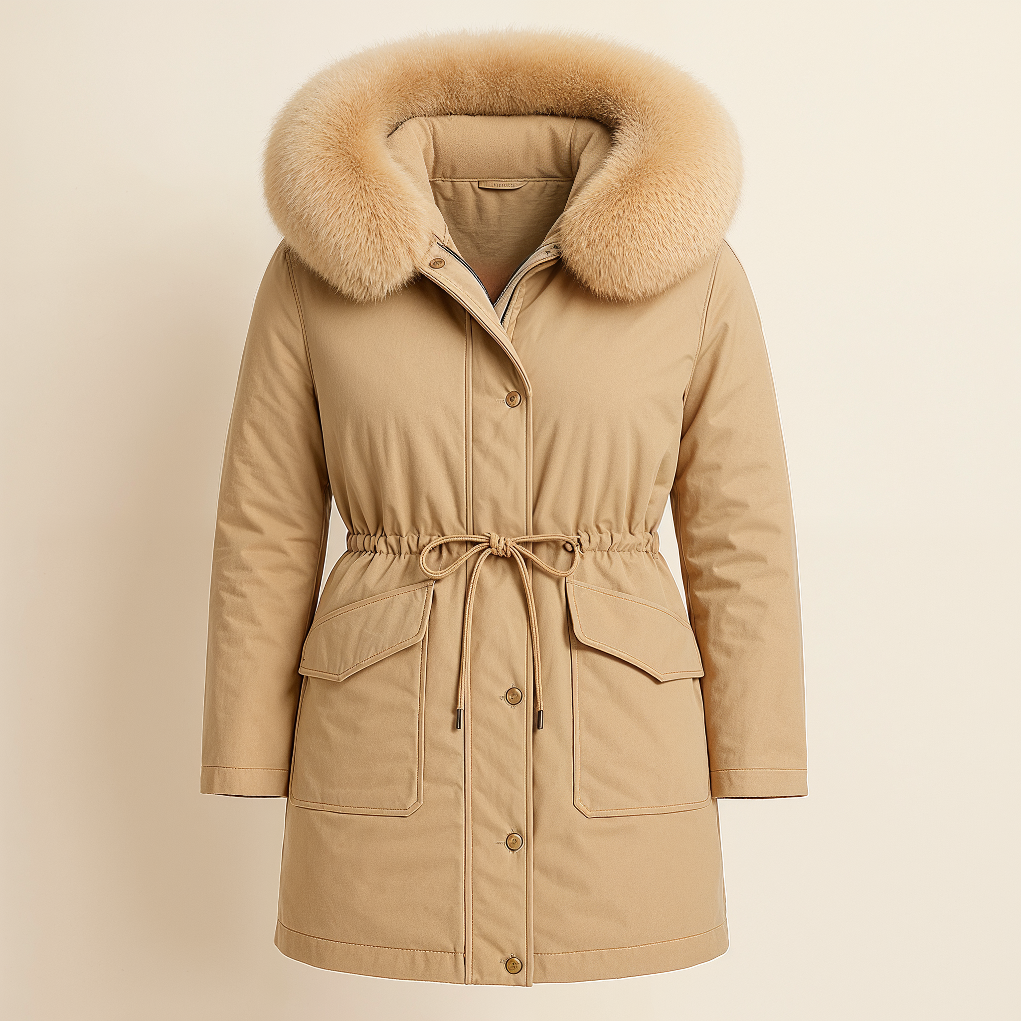 Parka Mulher Lianna para Inverno – Impermeável, Capuz Oversize & Cintura Ajustável
