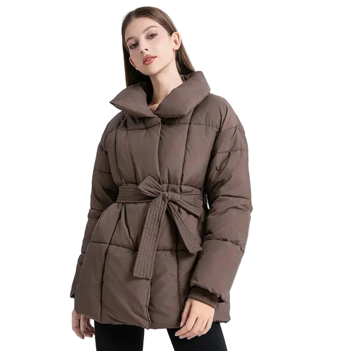 Marga Damen Wintermantel – Eleganter Gürtel, Feiner Kragen & Bequeme Wärme