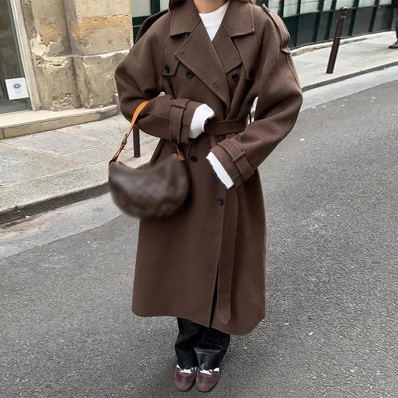 Jane Manteau Mi Long Femme – Ceinturé Élégant, Doublure Douce & Style Intemporel