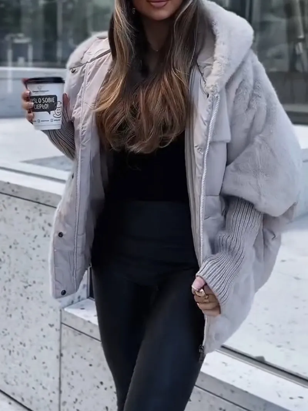 Camila Winter Down Jacket Women – Warm Quilted Coat with Knit Cuffs & Elegant Collar