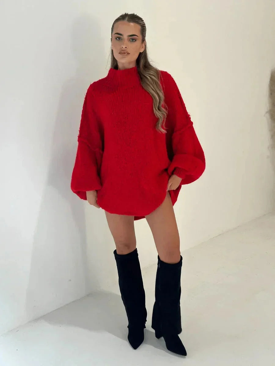 Kylan ženski pulover oversize s rolkom – mekana pletenina, širok kroj i moderan stil