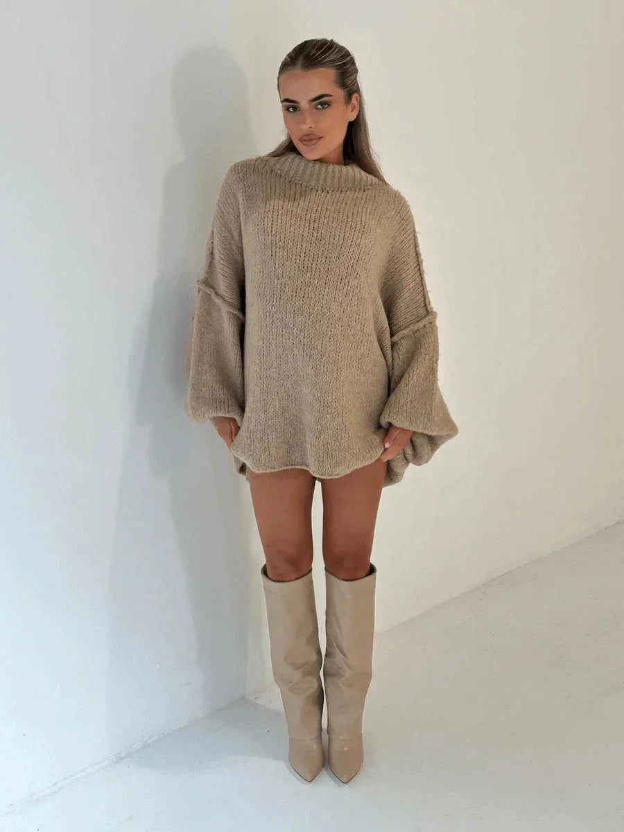 Kylan ženski pulover oversize s rolkom – mekana pletenina, širok kroj i moderan stil