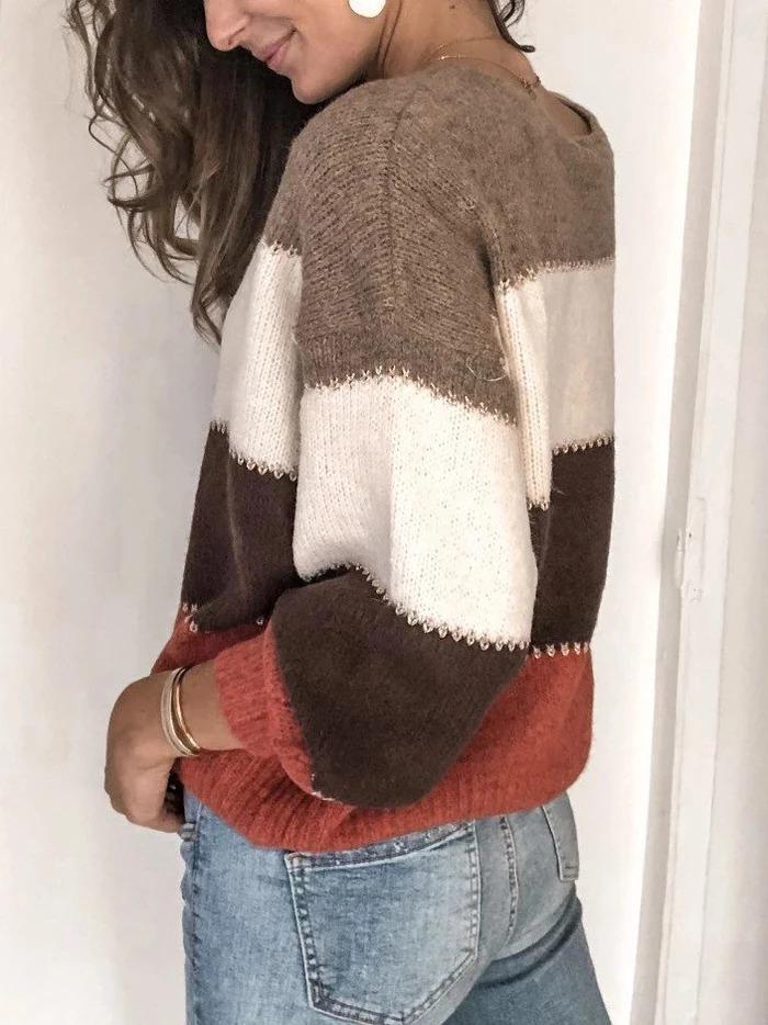 Sarah Pull Damski – Wygodny i Elegancki Sweter w Paski z Długim Rękawem