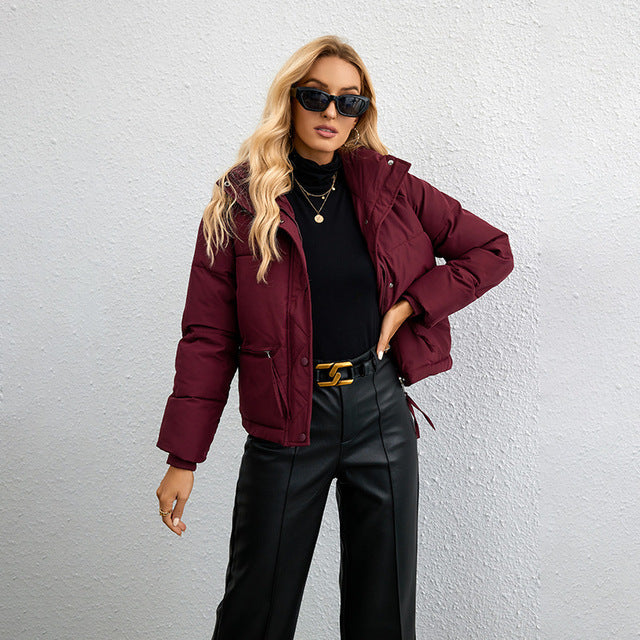 Nadine Doudoune Femme Beige – Veste Puffer Oversize à Col Montant et Poches Zippées