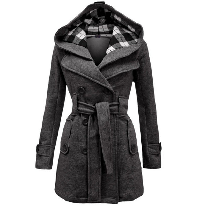Zylani Damen-Langer Mantel – Wintermantel mit Kapuze, verstellbarem Gürtel & Knopfleiste