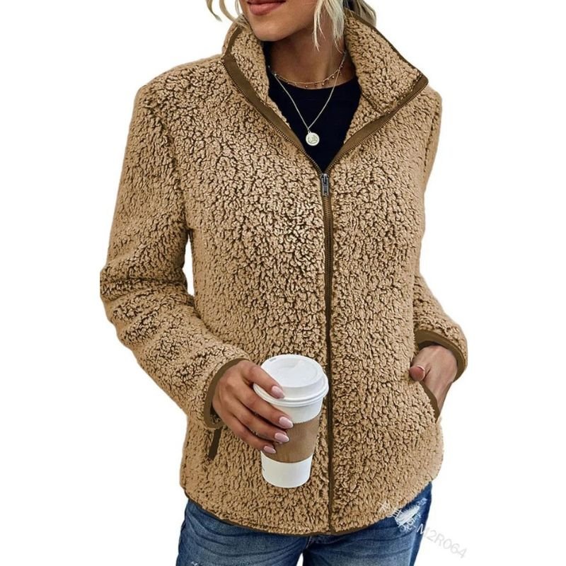 Casaco Polar Kristal Mulher para o Inverno – Casaco quente e leve com fecho de correr e estilo casual moderno