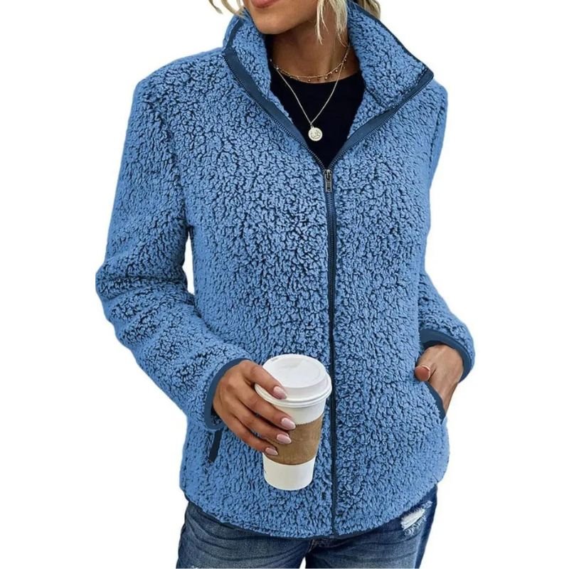 Casaco Polar Kristal Mulher para o Inverno – Casaco quente e leve com fecho de correr e estilo casual moderno