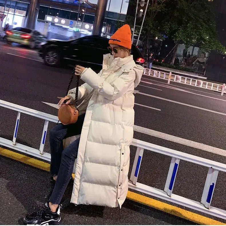 Kaliyah Casaco Longo Mulher Inverno – Matelassado Quente, Capuz Removível & Estilo Moderno