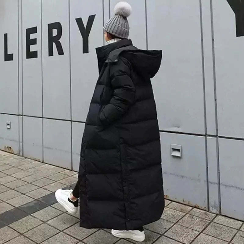 Kaliyah Casaco Longo Mulher Inverno – Matelassado Quente, Capuz Removível & Estilo Moderno