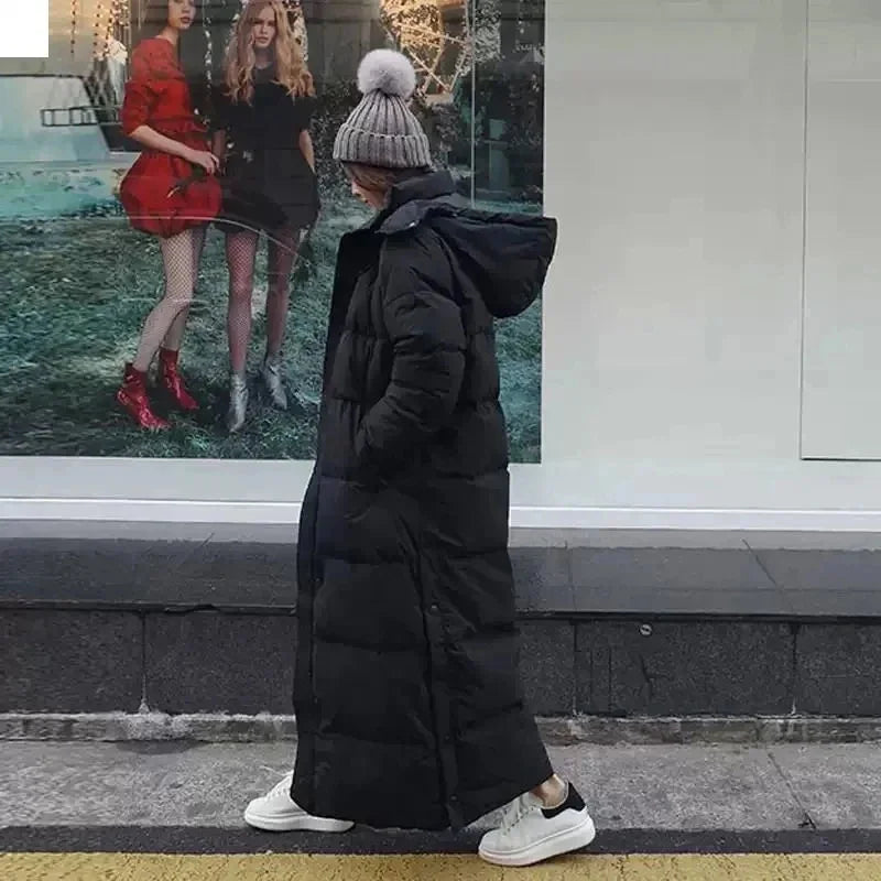 Kaliyah Casaco Longo Mulher Inverno – Matelassado Quente, Capuz Removível & Estilo Moderno