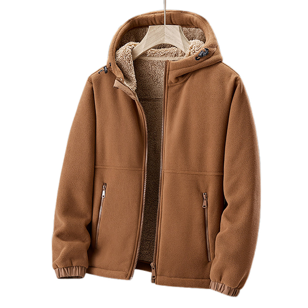 Norlan ανδρικό fleece μπουφάν με κουκούλα – ελαφρύ ζεστό παλτό με φερμουάρ στις τσέπες για χειμώνα