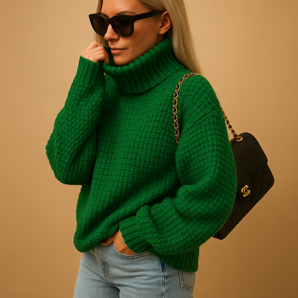 Marjolein Dámský Oversize Rolák – Žebrovaný Teplý a Pohodlný Svetr