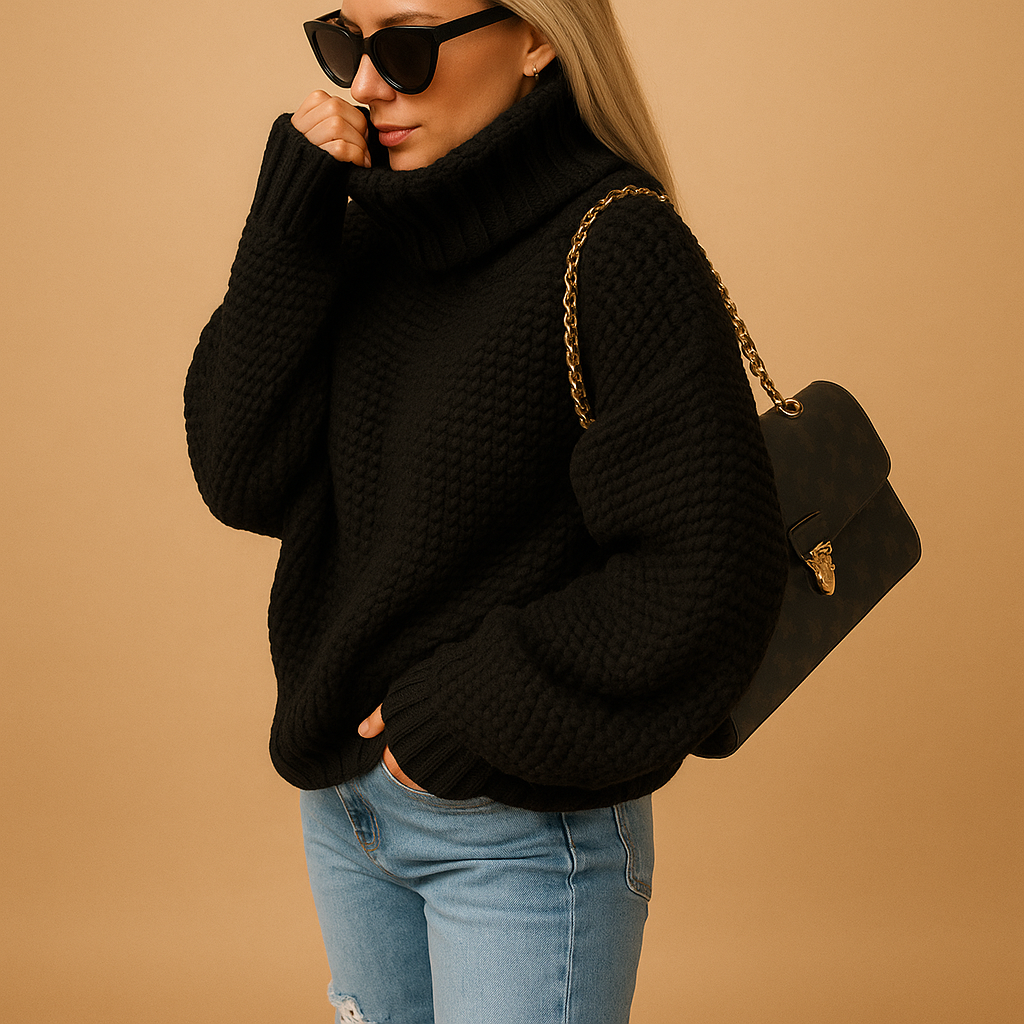 Marjolein Dámský Oversize Rolák – Žebrovaný Teplý a Pohodlný Svetr