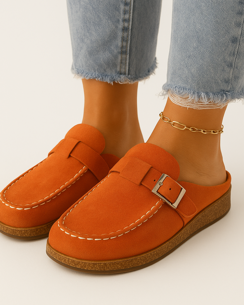 Pia Γυναικεία Mules – Άνετα Mules από Σουέντ, Φυσική Σόλα Φελλού & Κομψό Casual Στυλ