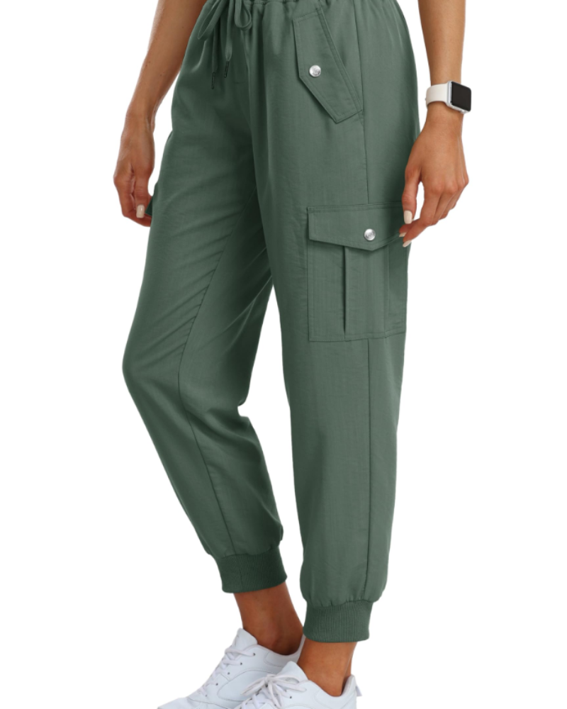 Calças Cargo Apolline para Mulher – Leves, Respiráveis, Cintura Elástica e 6 Bolsos